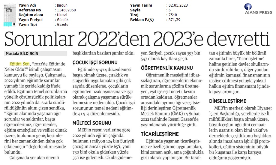 Sorunlar 2022’den 2023’e Devretti / BirGün