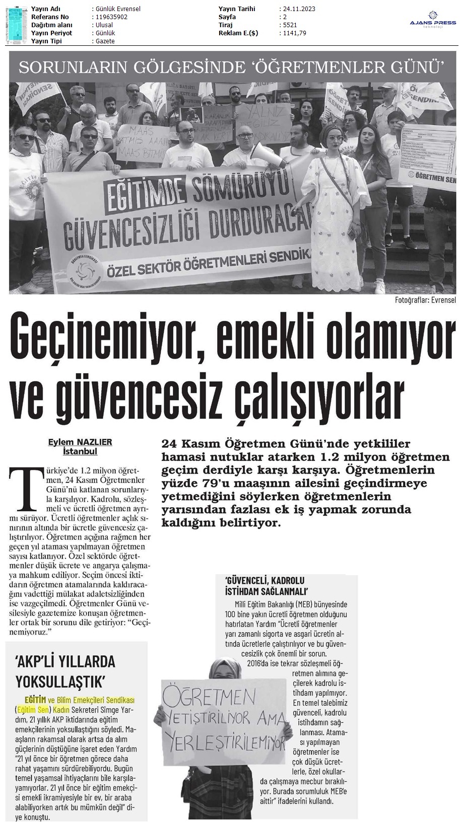 Sorunların Gölgesinde 'Öğretmenler Günü' / Evrensel