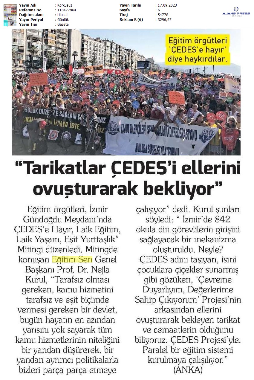 "Tarikatlar ÇEDES'i Ellerini Ovuşturarak Bekliyor" / Korkusuz
