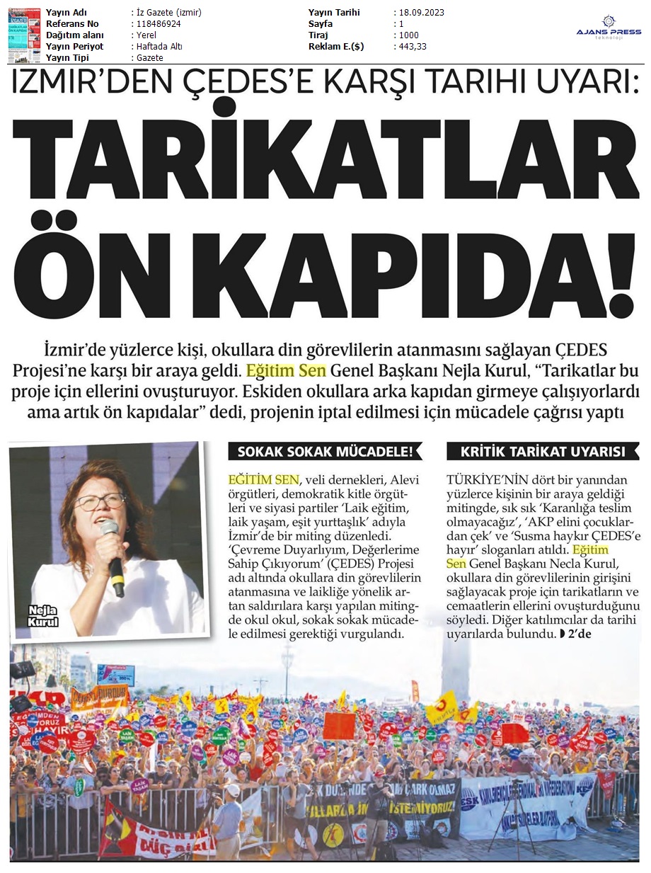 Tarikatlar Ön Kapıda! / İz Gazete (İzmir)
