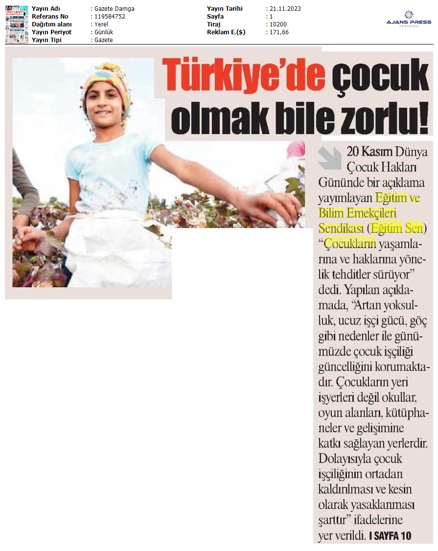 Türkiye'de Çocuk Olmak Bile Zorlu! / Gazete Damga