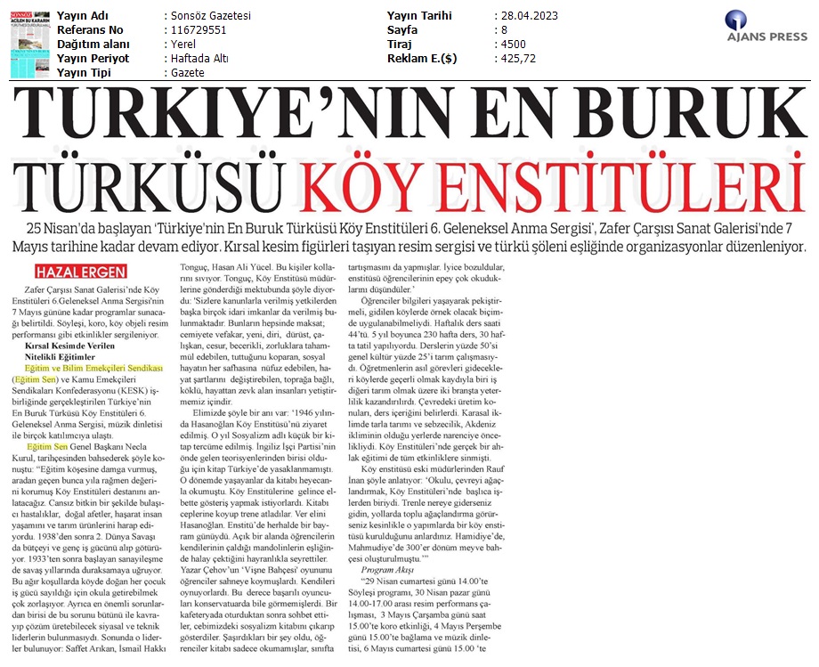 Türkiye'nin En Buruk Türküsü Köy Enstitüleri/ Sonsöz Gazetesi