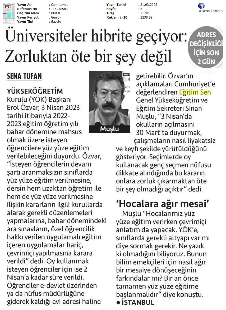 Üniversiteler Hibrite Geçiyor: Zorluktan Öte Bir Şey Değil / Cumhuriyet