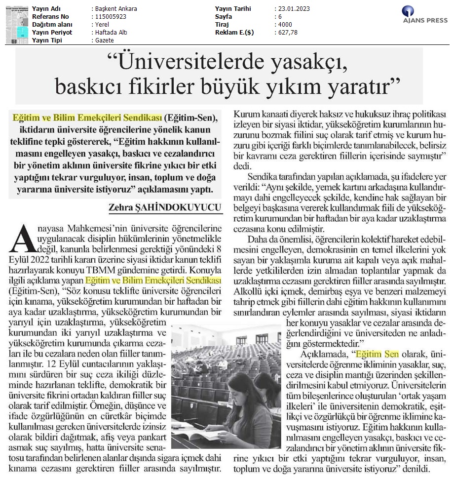 "Üniversitelerde Yasakçı, Baskıcı Fikirler Büyük Yıkım Yaratır" / Başkent Ankara