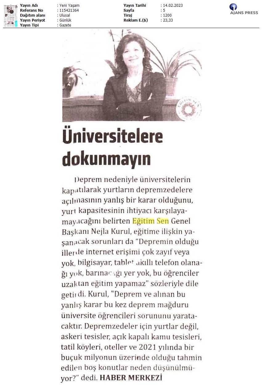 Üniversitelere Dokunmayın / Yeni Yaşam