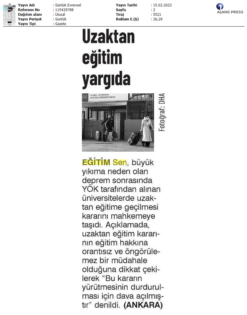 Uzaktan Eğitim Yargıda / Evrensel