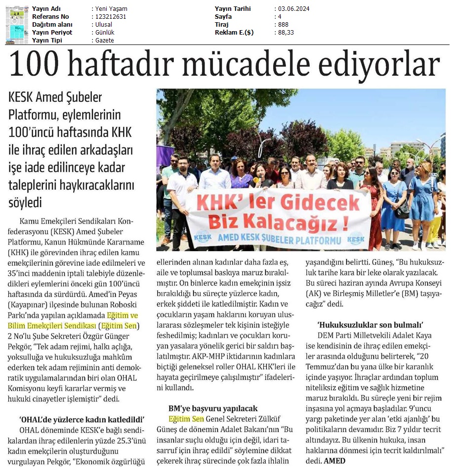 100 Haftadır Mücadele Ediyorlar / Yeni Yaşam
