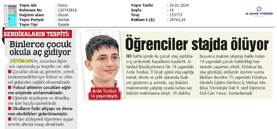 Binlerce Çocuk Okula Aç Gidiyor / Sözcü