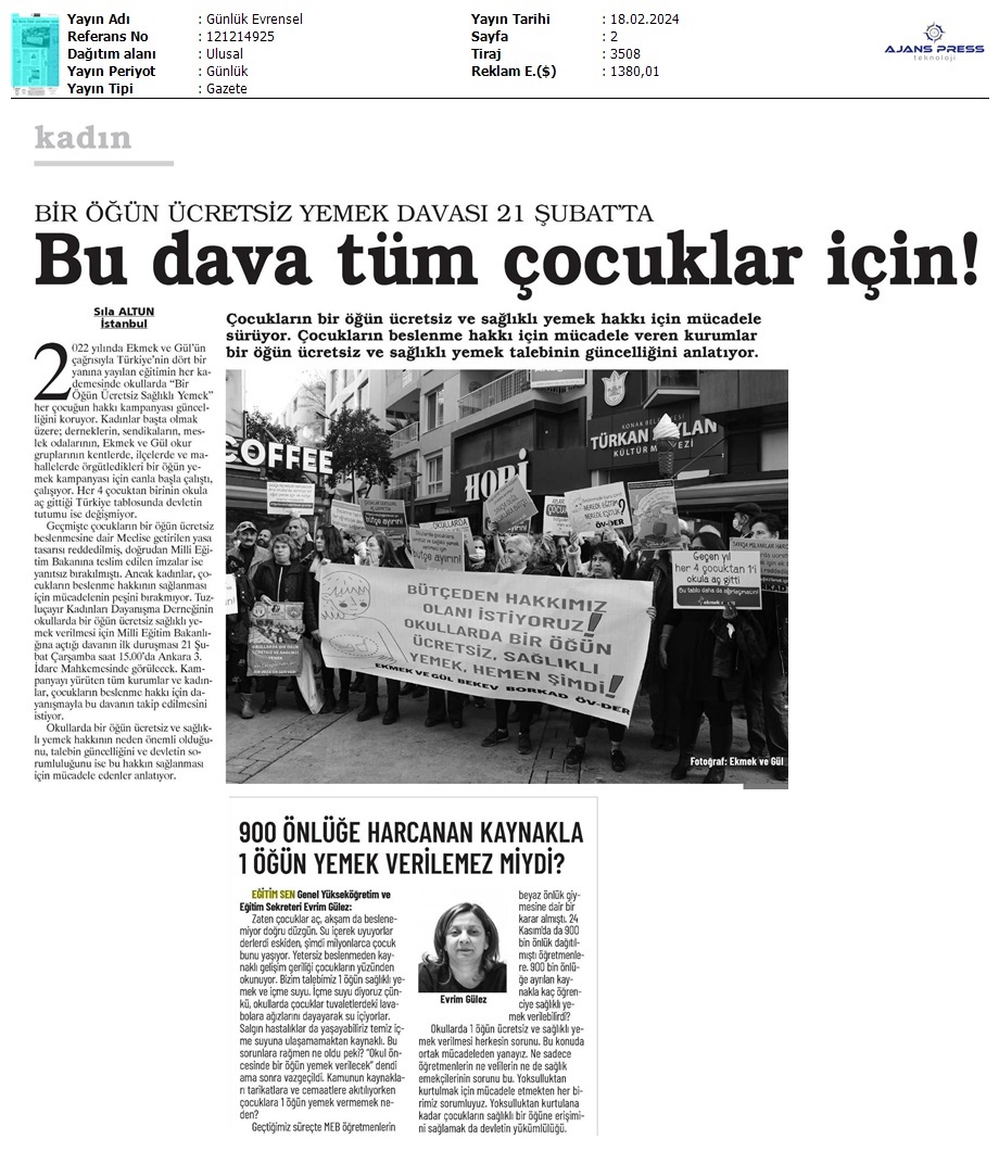 Bu Dava Tüm Çocuklar İçin / Evrensel