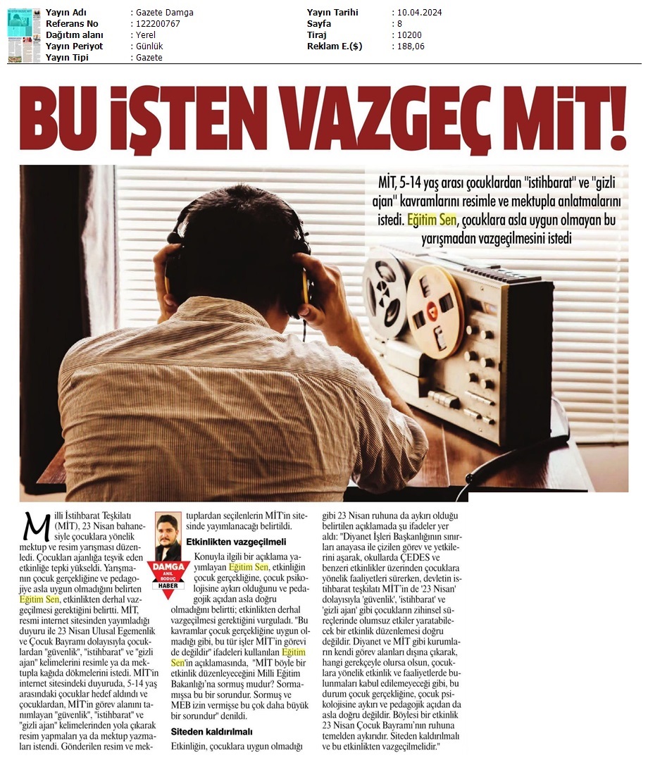 Bu İşten Vazgeç MİT! / Gazete Damga