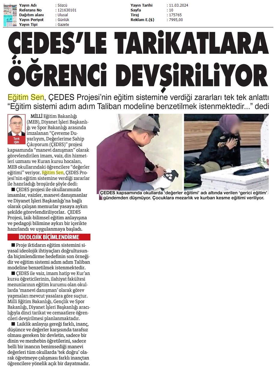 ÇEDES'le Tarikatlara Öğrenci Devşiriliyor / Sözcü
