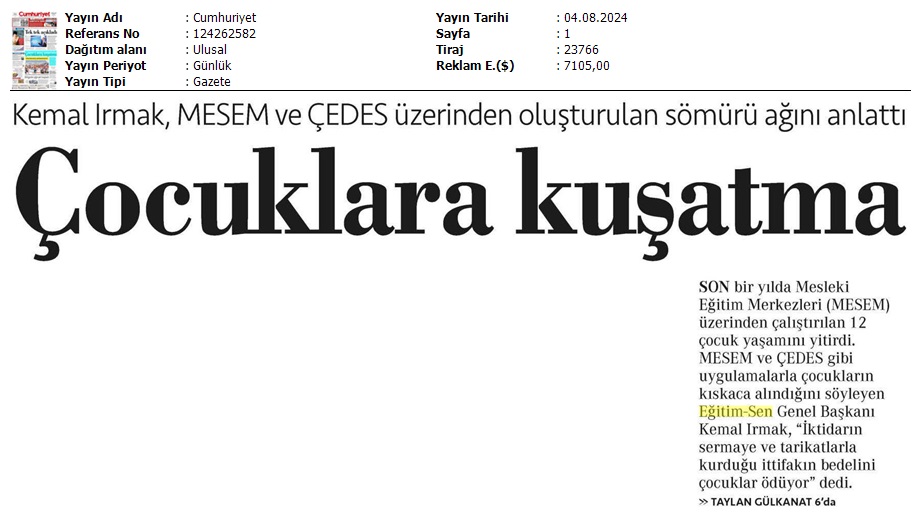 Çocuklara Kuşatma / Cumhuriyet