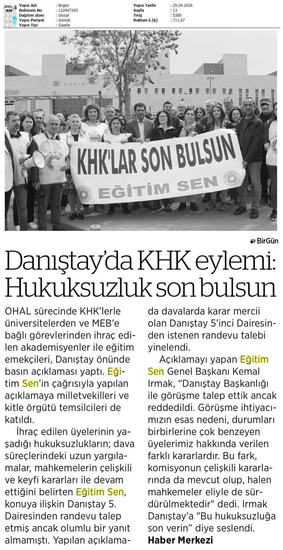 Danıştay'da KHK Eylemi: Hukuksuzluk Son Bulsun / Birgün