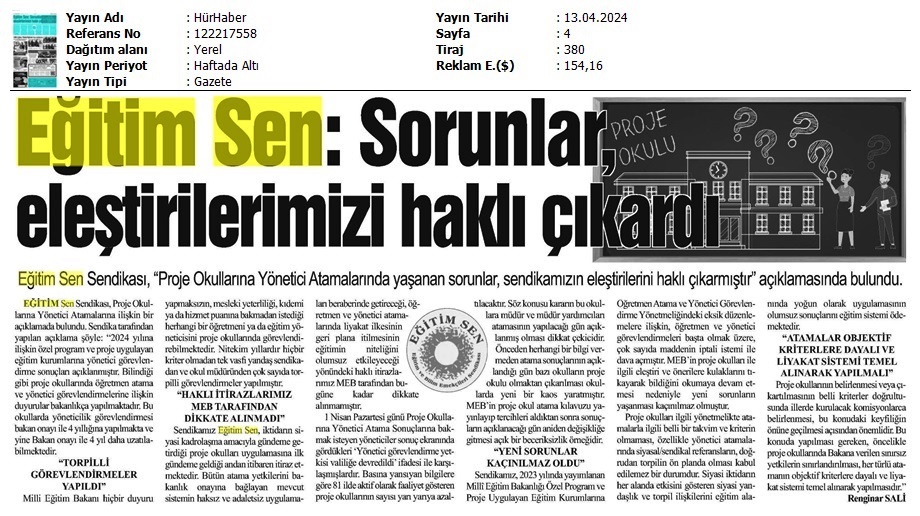 Eğitim Sen: Sorunlar Eleştirilerimizi Haklı Çıkardı / Hür Haber
