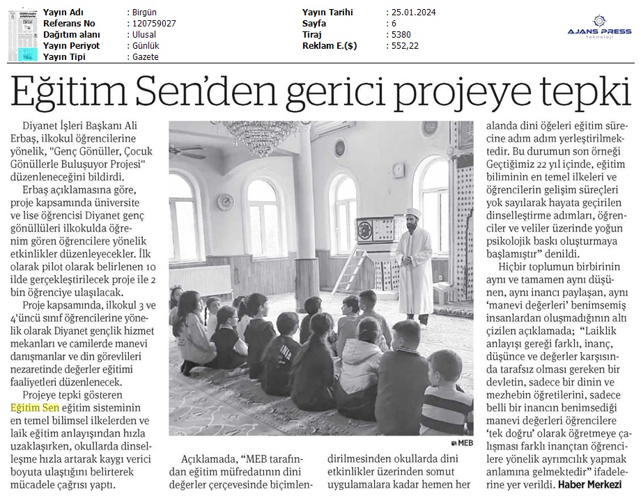 Eğitim Sen'den Gerici Projeye Tepki / Birgün