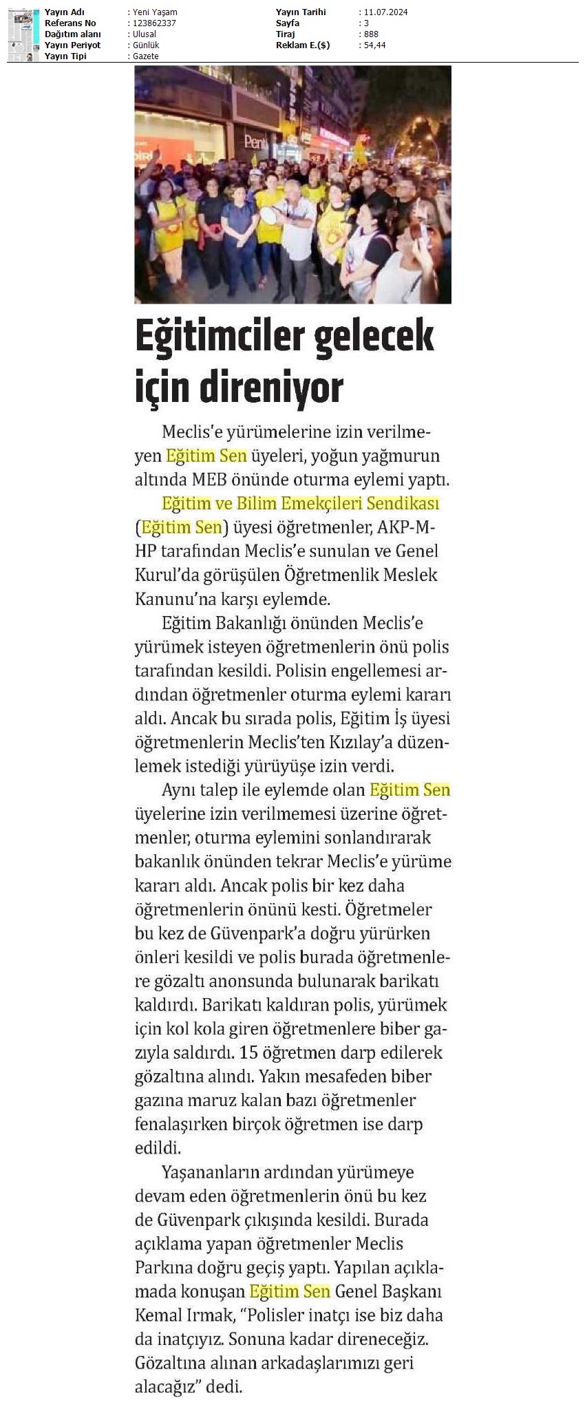 Eğitimciler Gelecek İçin Direniyor / Yeni Yaşam