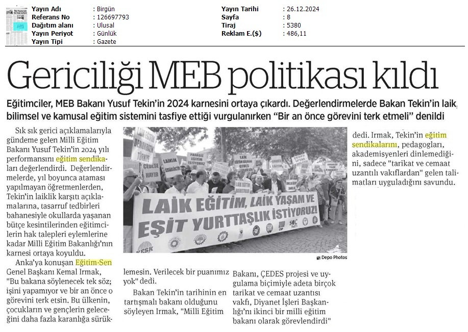 Gericiliği MEB Politikası Kıldı / Birgün