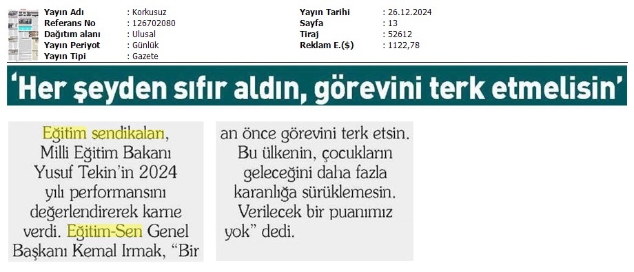"Her Şeyden Sıfır Aldın, Görevini Terk Etmelisin" / Korkusuz