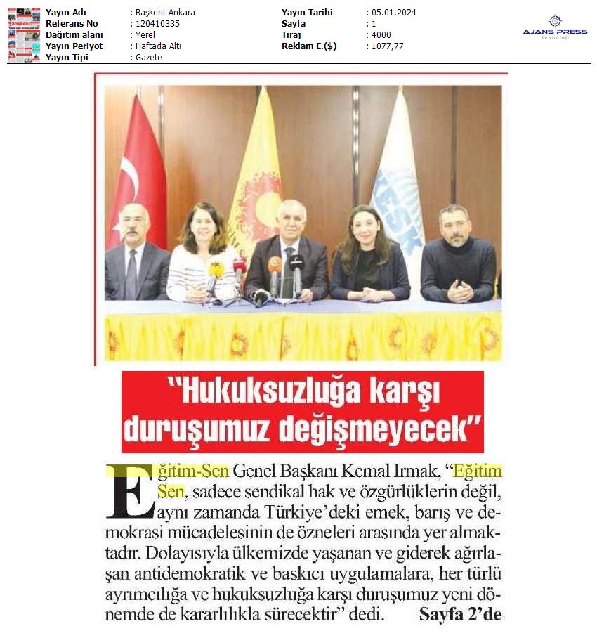 "Hukuksuzluğa Karşı Duruşumuz Değişmeyecek" / Başkent Ankara