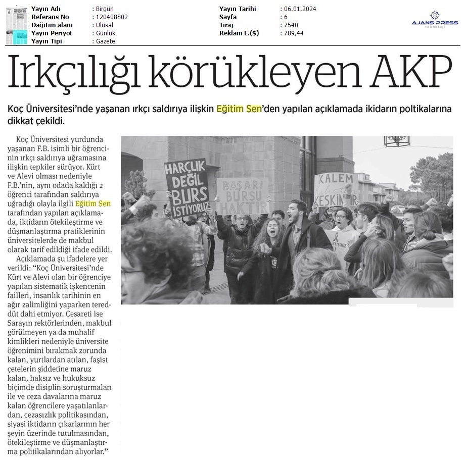 Irkçılığı Körükleyen AKP / Birgün