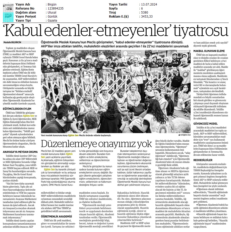 'Kabul Edenler-Etmeyenler' Tiyatrosu / Birgün