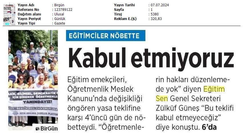 Kabul Etmiyoruz / Birgün