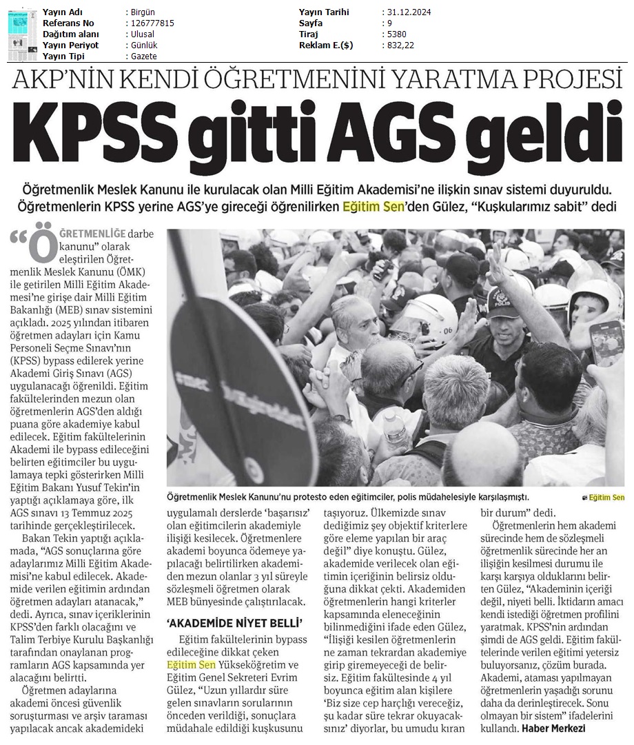 KPSS Gitti AGS Geldi / Birgün