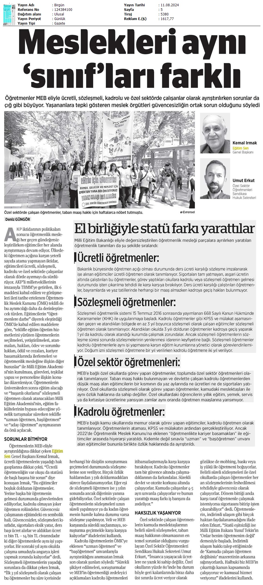 Meslekleri Aynı 'Sınıf'ları Farklı / Birgün