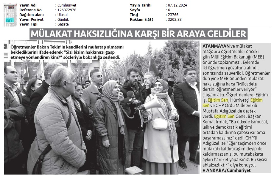 Mülakat Haksızlığına Karşı Bir Araya Geldiler / Cumhuriyet