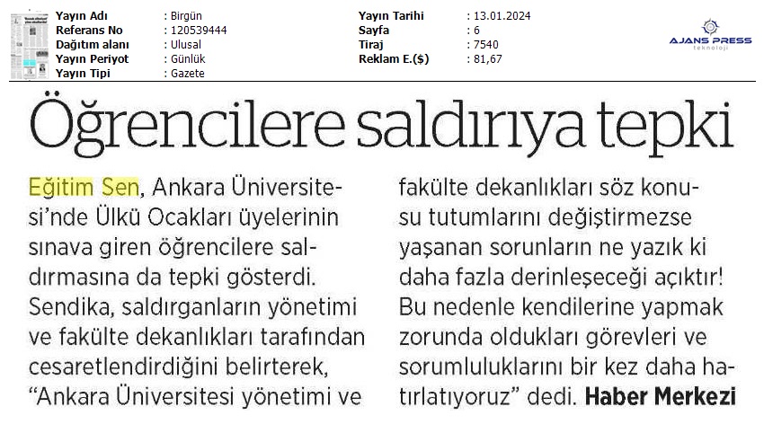 Öğrencilere Saldırıya Tepki / Birgün
