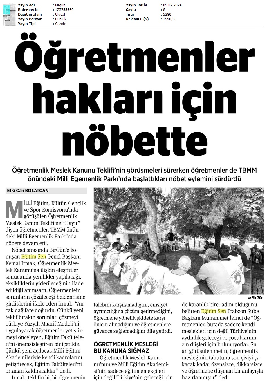 Öğretmenler Hakları İçin Nöbette / Birgün