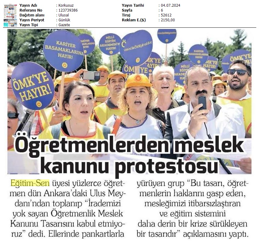 Öğretmenlerden Meslek Kanunu Protestosu / Korkusuz