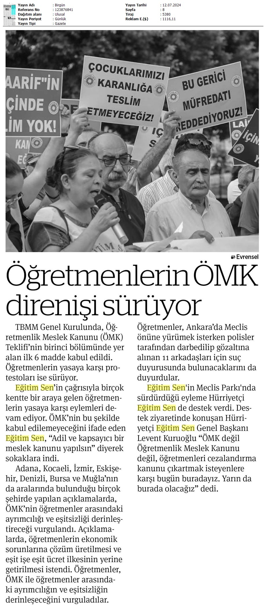 Öğretmenlerin ÖMK Direnişi Sürüyor / Birgün