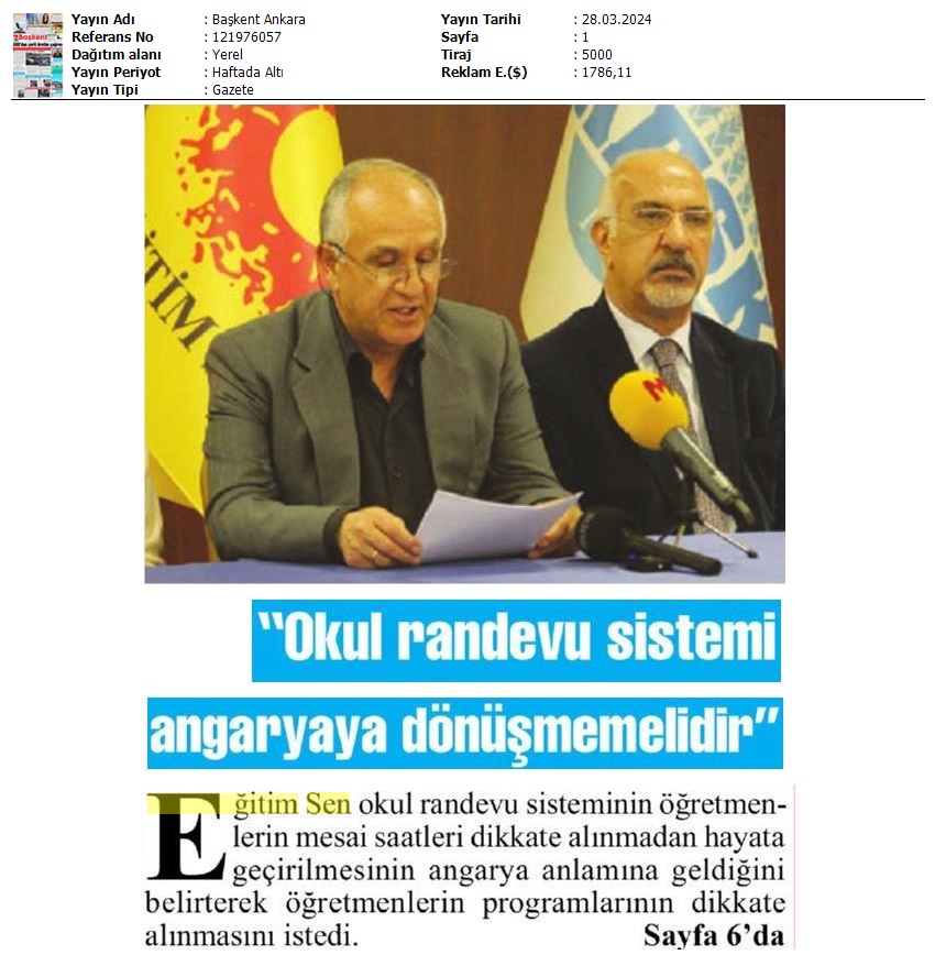 "Okul Randevu Sistemi Angaryaya Dönüşmemelidir" / Başkent Ankara