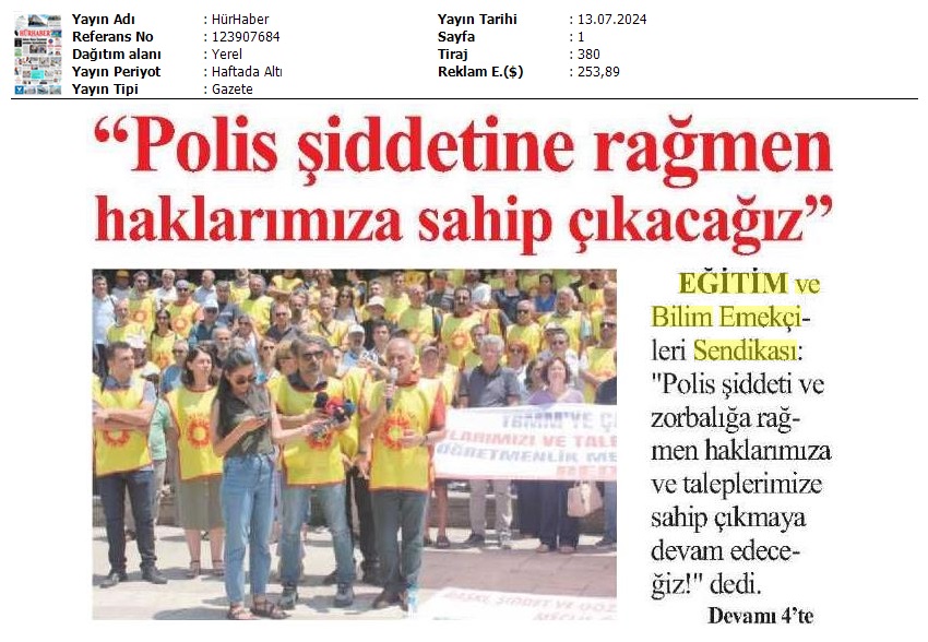 "Polis Şiddetine Rağmen Haklarımıza Sahip Çıkacağız" / Hür Haber