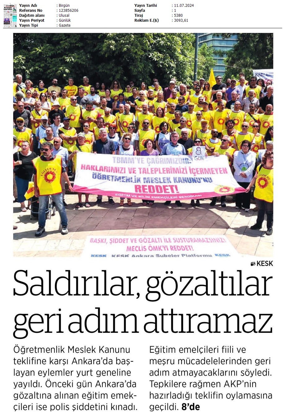 Saldırılar, Gözaltılar Geri Adım Attıramaz / Birgün