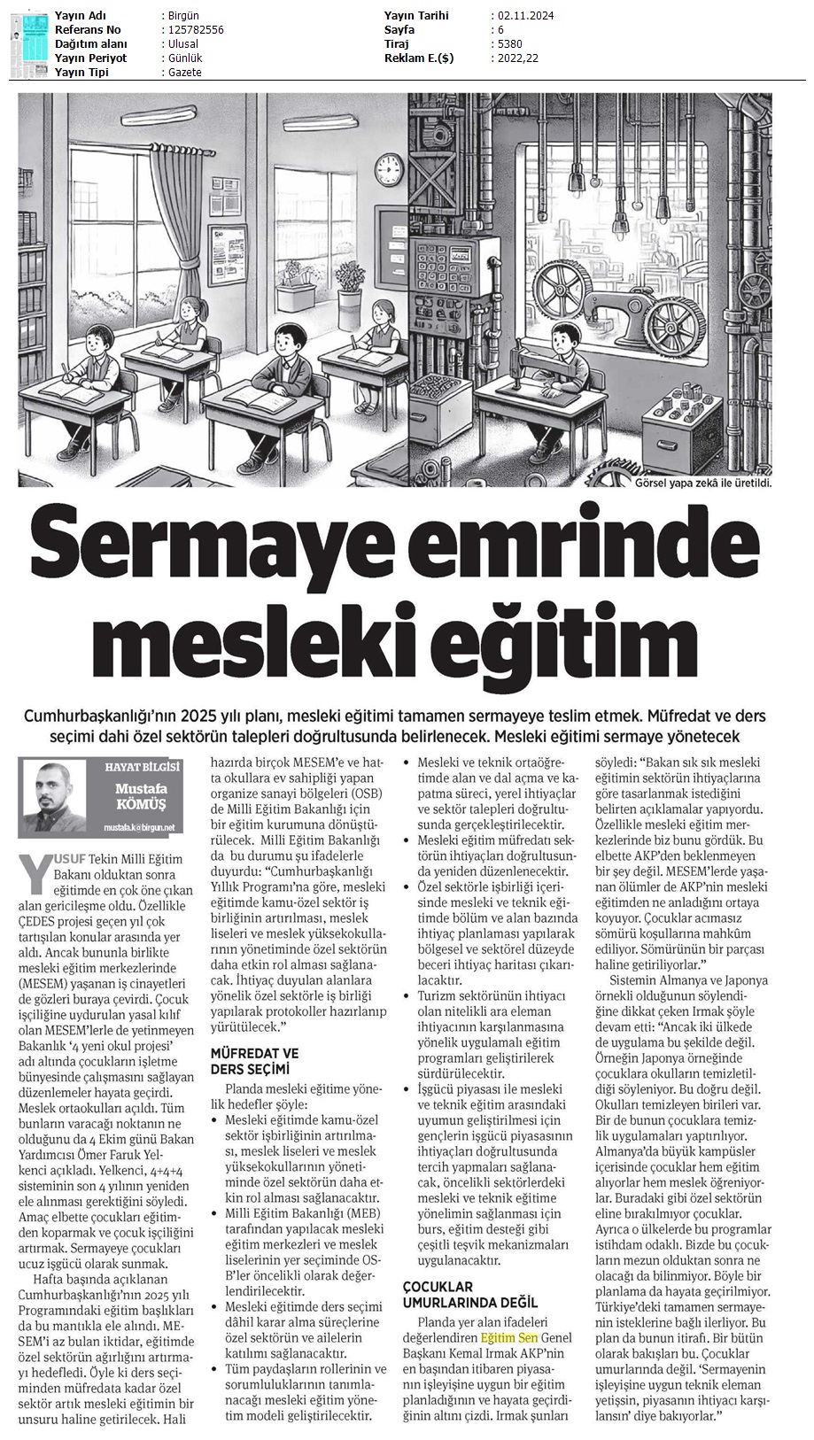 Sermaye Emrinde Mesleki Eğitim / Birgün