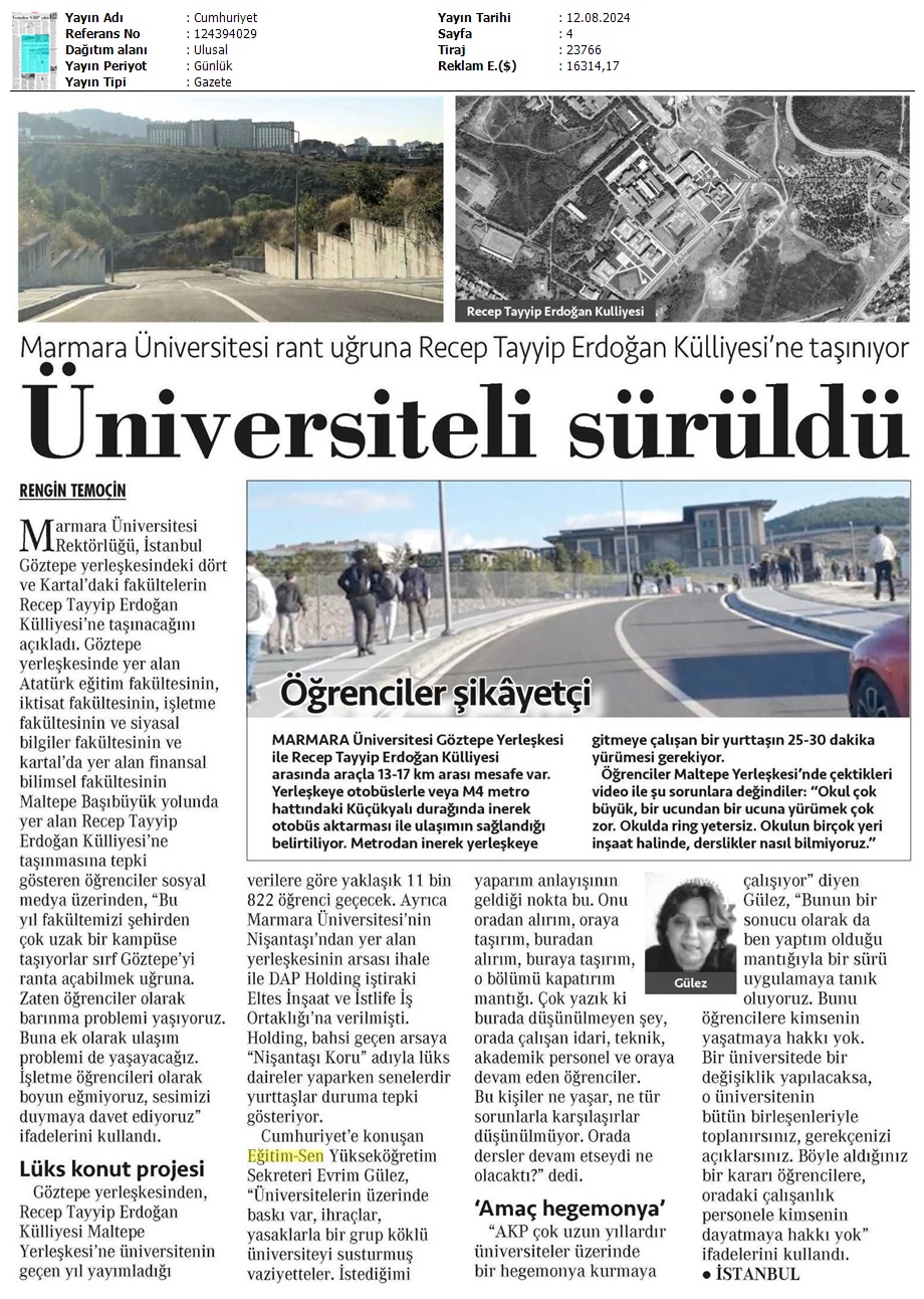 Üniversiteli Sürüldü / Cumhuriyet