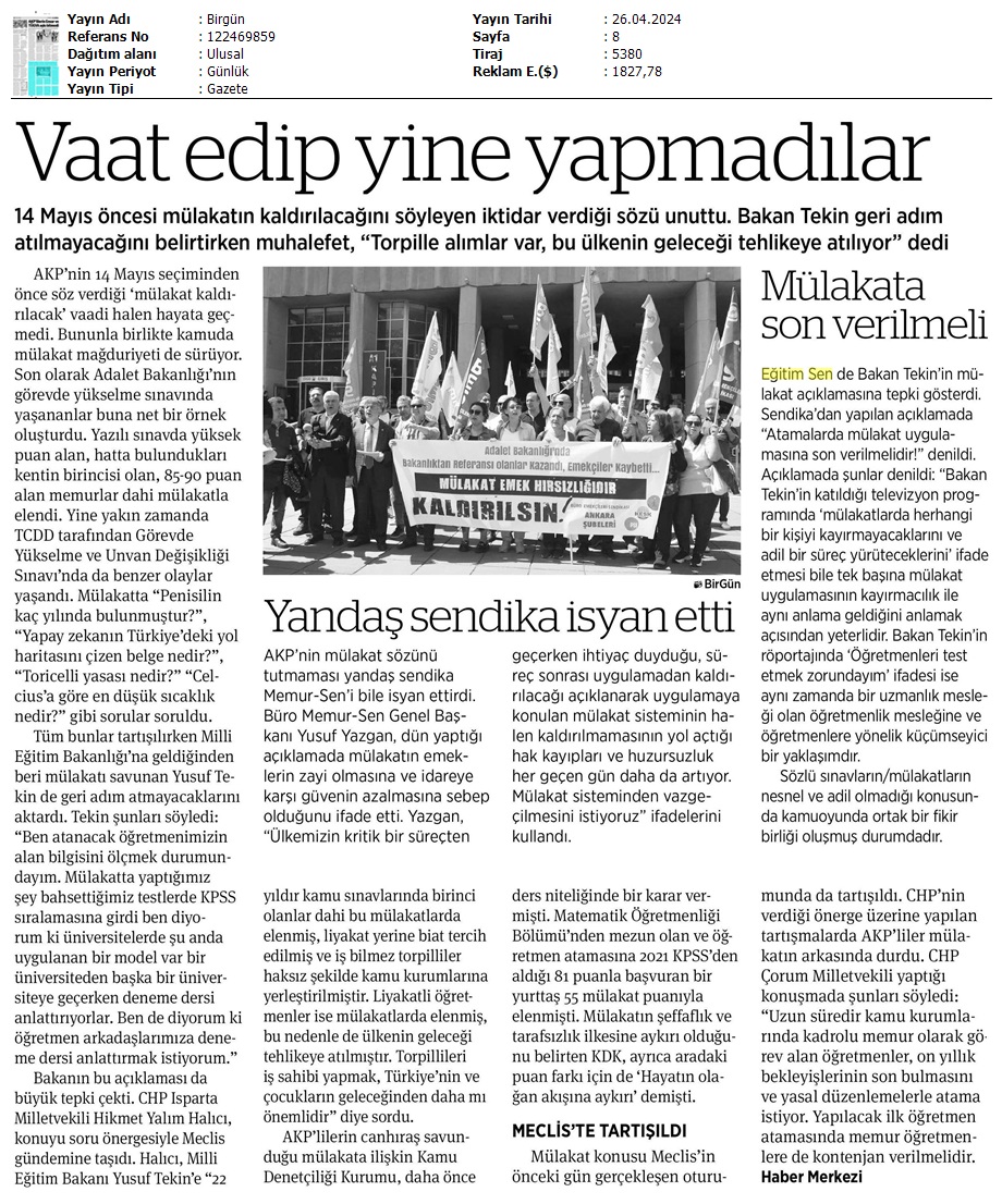 Vaat Edip Yine Yapmadılar / Birgün