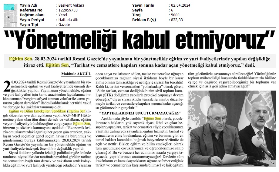 "Yönetmeliği Kabul Etmiyoruz"/ Başkent Ankara