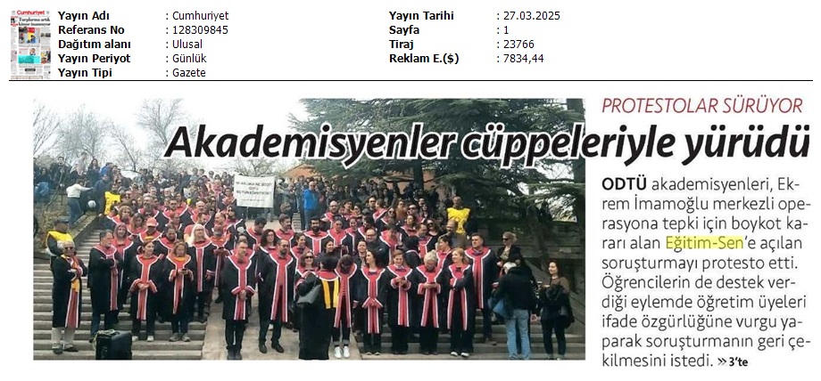 Akademisyenler Cüppeleriyle Yürüdü / Cumhuriyet