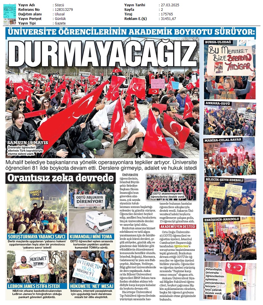 Akademisyenler de Sokakta / Sözcü