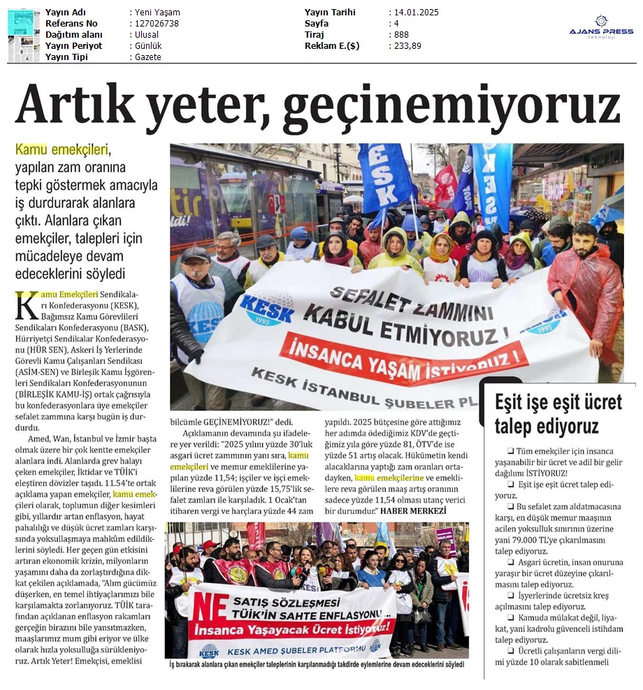 Artık Yeter, Geçinemiyoruz / Yeni Yaşam