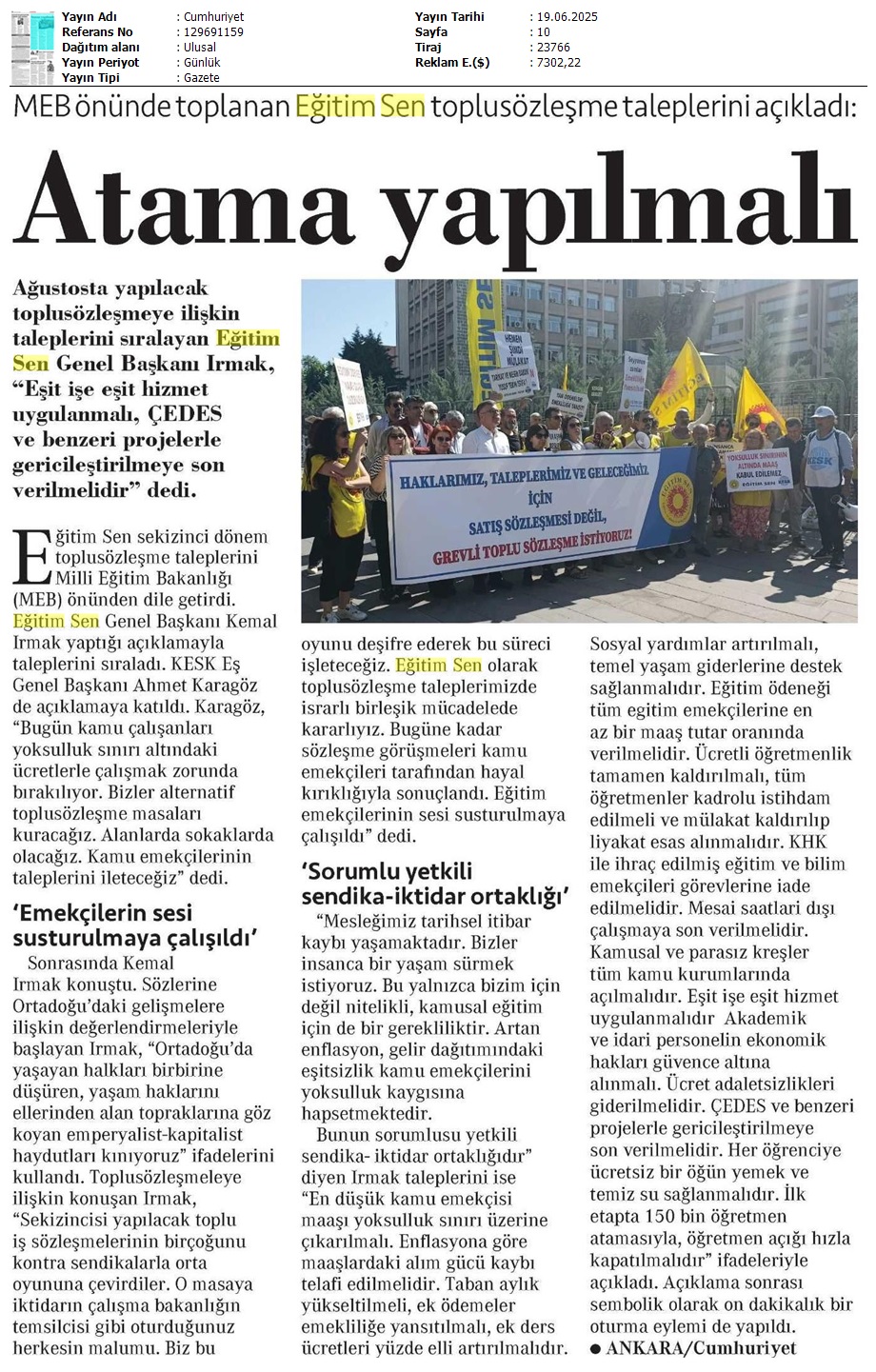 Atama Yapılmalı / Cumhuriyet