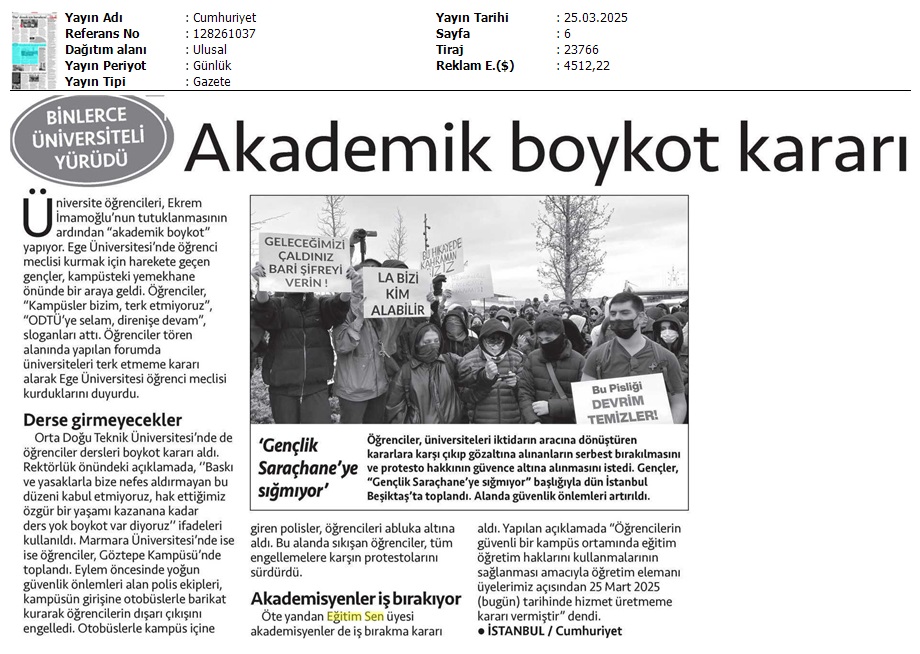 Binlerce Üniversiteli Yürüdü / Cumhuriyet