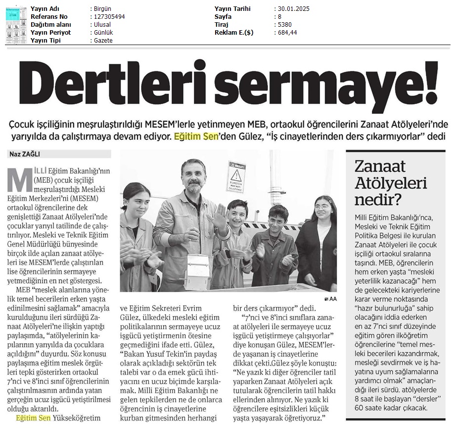 Dertleri Sermaye! / Birgün