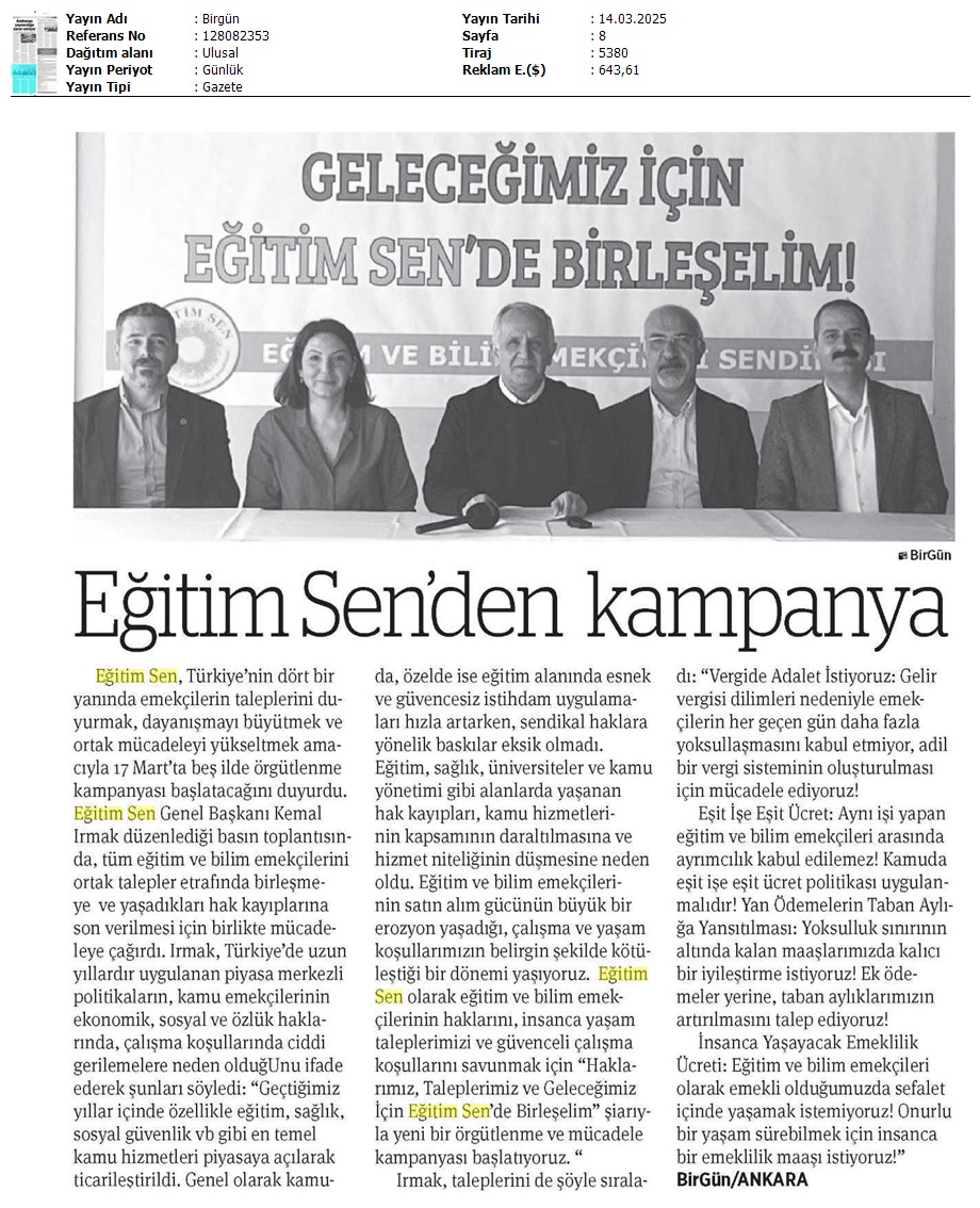 Eğitim Sen'den Kampanya / Birgün