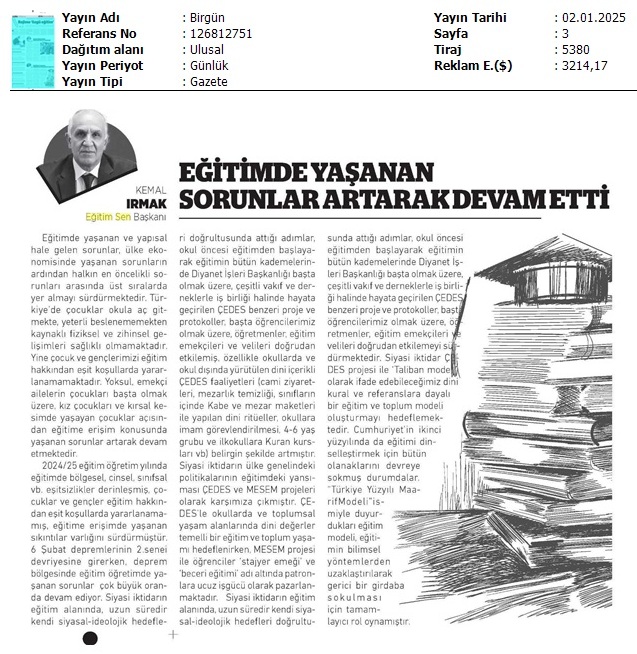 Eğitimde Yaşanan Sorunlar Artarak Devam Etti / Birgün