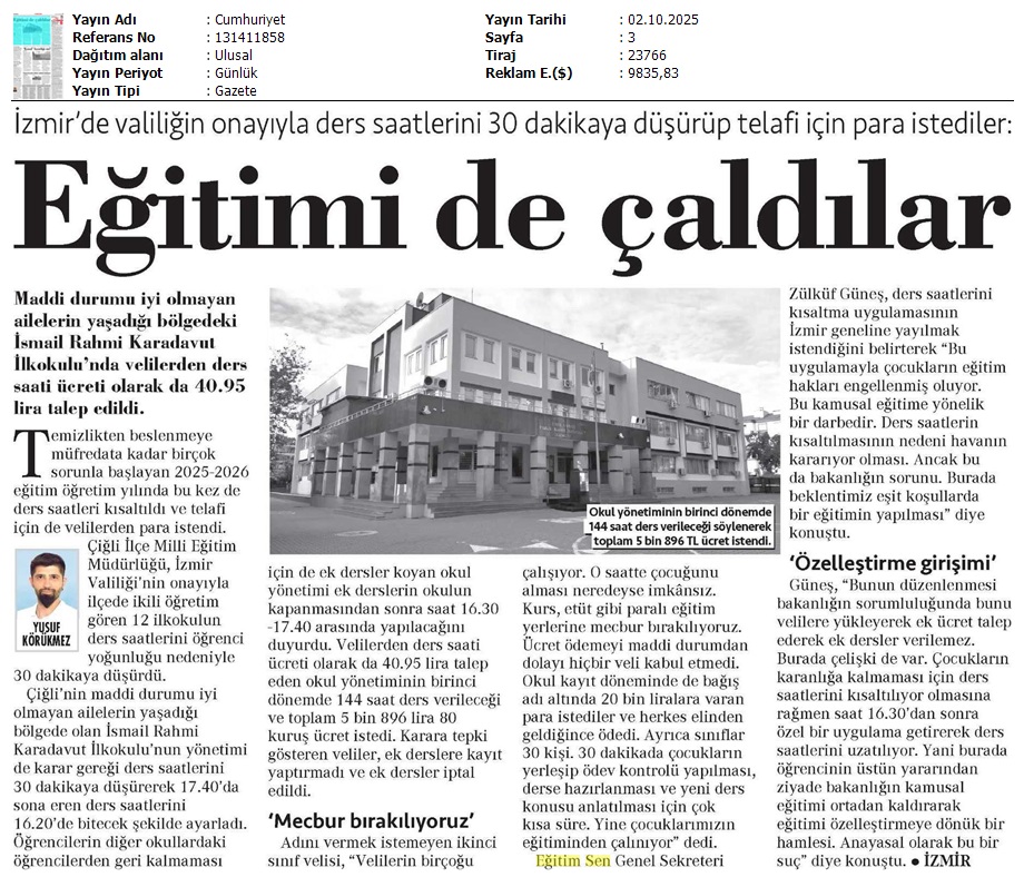 Eğitimi de Çaldılar / Cumhuriyet