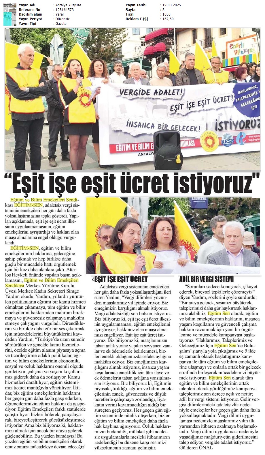 "Eşit İşe Eşit Ücret İstiyoruz" / Antalya Yüzyüze